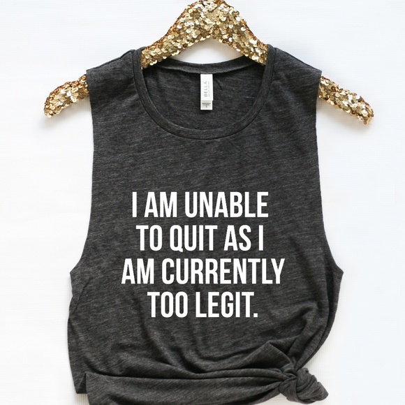 ABBY & GRACE Tops - NWT I Am Unable To Quit Muscle Tank -Charcoal Gray